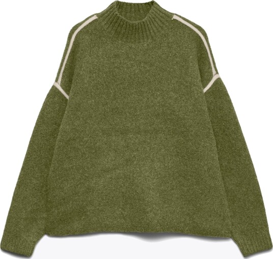 Vero Moda Boom Long Sleeve Highneck Piping Pullover Grønn M