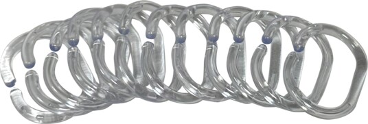 Home-tex Kroker til dusjforheng - 12 stk i klar plast - 4x6 cm - Ekstra ringer til dusjforheng