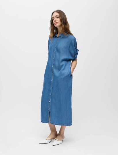 Object Objframe Tiana 2/4 Lo Denim Dress Div - Blue - S