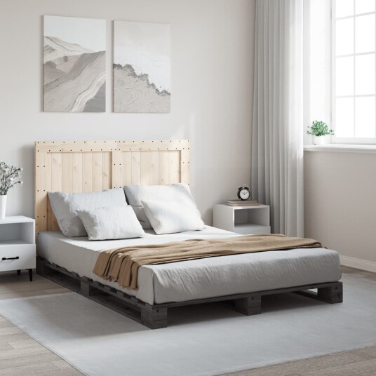  Sengeramme med hodegavl grå 140x200 cm heltre furu 3281546
