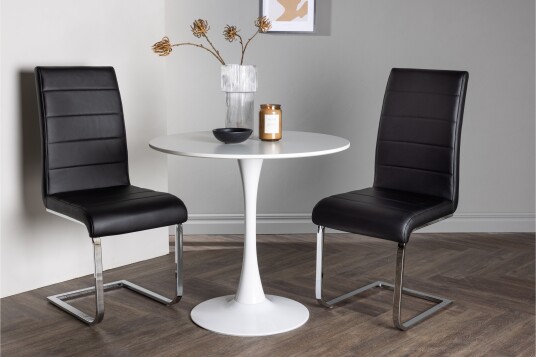 Hamden Spisegruppe 80 cm Rund med 2 Tempo Stoler Svart