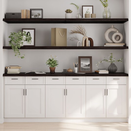 vidaXL Vegghylle m?rkegr? 200x60x4 cm behandlet heltre eik vidaXL Vegghylle m?rkegr? 200x60x4 cm behandlet heltre eik