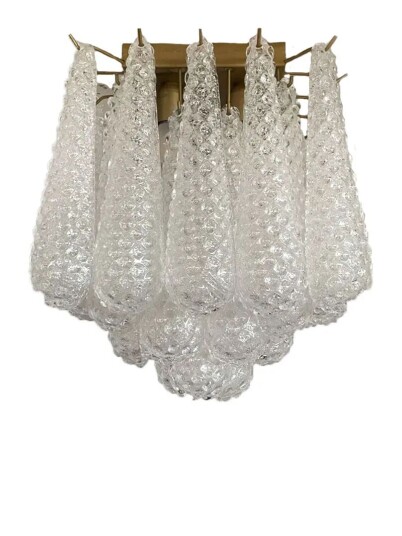 Murano Loftslamps - Kongle - 32 glassblader - Klar Krom patinert