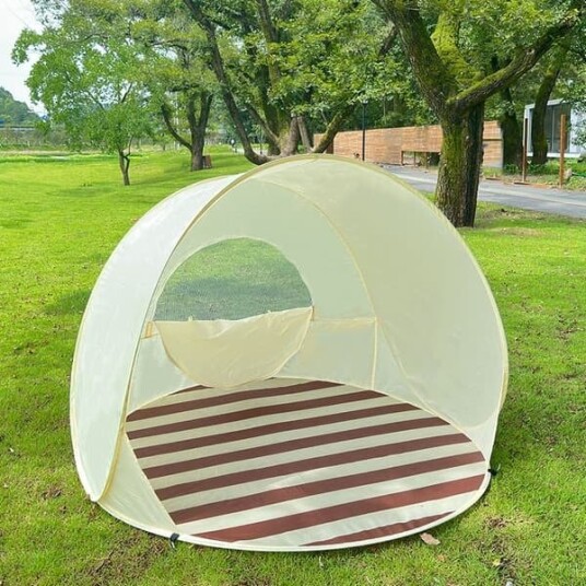 Ukjent merke strandtelt Pop Up strandtelt UPF 50+ UV Solbeskyttelse Pop Up System Enkel Installasjon og Bærbart Anti UV Strandskjul 130*130*110cm