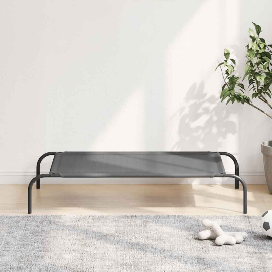 Vidaxl Forhøyet Hundeseng Grå 110X65X20 cm Tekstil Og Stål