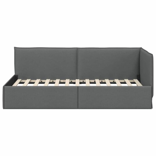 Hjørnesengramme med hodegjerde Mørkegrå 100 cm x 200 cm Fløyel