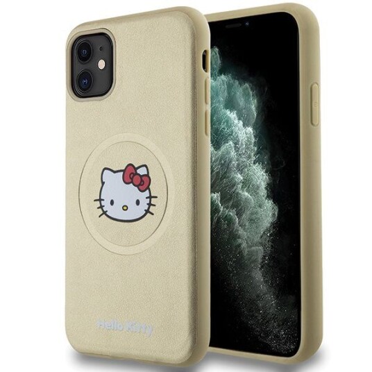 Hello Kitty Hkhmn61pghckd Iphone 11 / Xr 6.1" Gold/Gold Hardcase Leather Kitty Head Magsafe