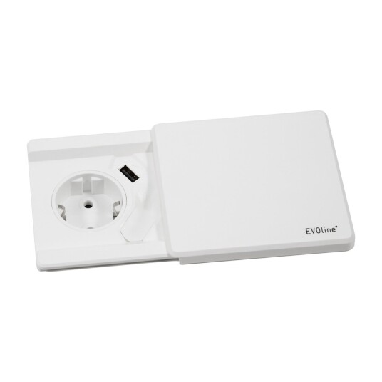 Evoline Square80 Hvit. 1x stikk 230V og 1x USB lader 1000mA - 1504326