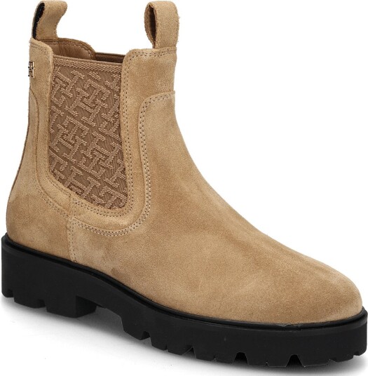 Tommy Hilfiger Th Monogram Suede Chelsea Boot SAFARI CANVAS 39