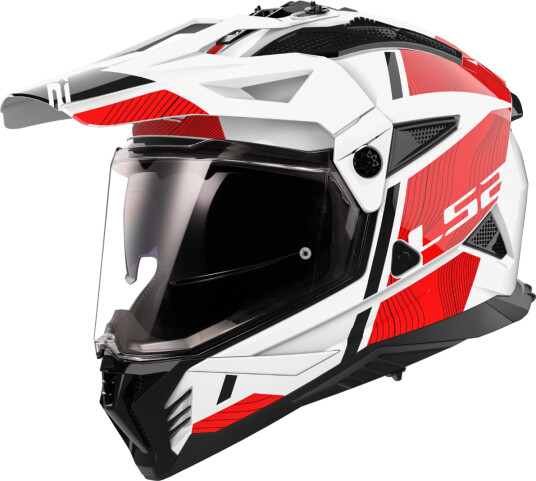 LS2 Adventurehjelm MX702 Pioneer II Hill Hvit-Rød LS2 Adventurehjelm MX702 Pioneer II Hill Hvit-Rød