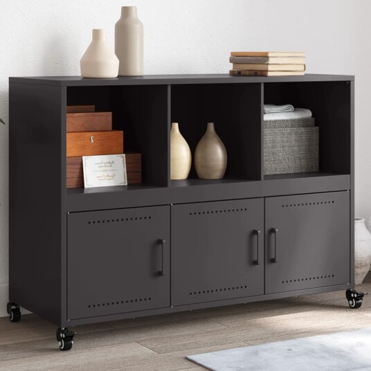 Skjenk svart 100,5x39x72 cm kaldvalset stål 8721102636172