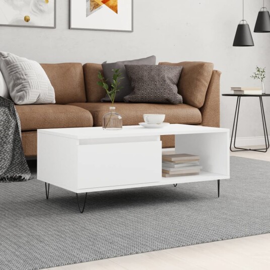 Salongbord hvit 90x50x36,5 cm konstruert tre 8721012109476