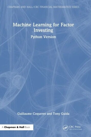 Machine Learning For Factor Investing Av Guillaume Coqueret, Tony Guida