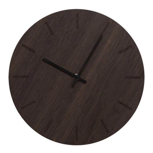 Hemverk - Dark Oak veggklokke 28 cm mørk eik m/svart viser Hemverk - Dark Oak veggklokke 28 cm mørk eik m/svart viser