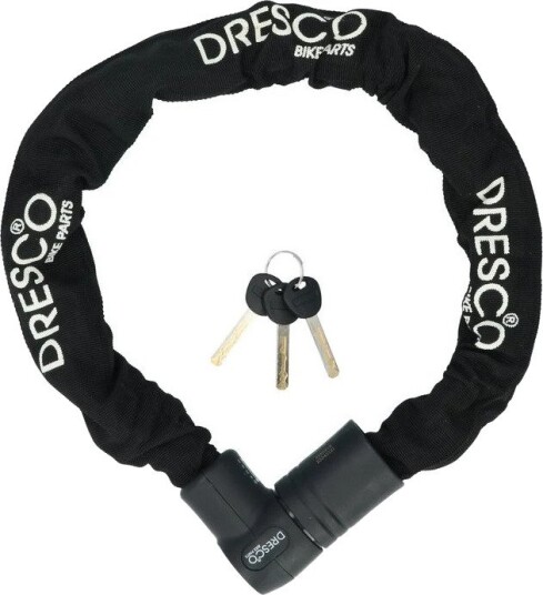 Kjettinglås Dresco 90 cm Ø10,5 mm ART4-godkjent 2 nøkler svart