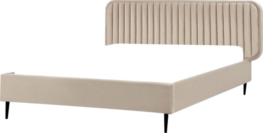 Dubbelsäng Beliani Brin med lamellram Beige Svart 140x200 cm Taupe 140x200