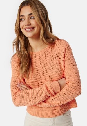 VILA Vibellisina boatneck L/S knit top Shell Coral L