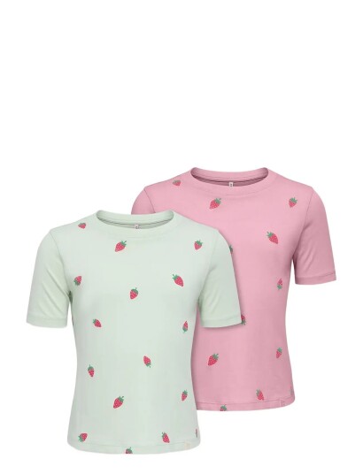 Kids Only Kmgbeate Ss Reg Printed 2 P Tee Jrs Pink 98