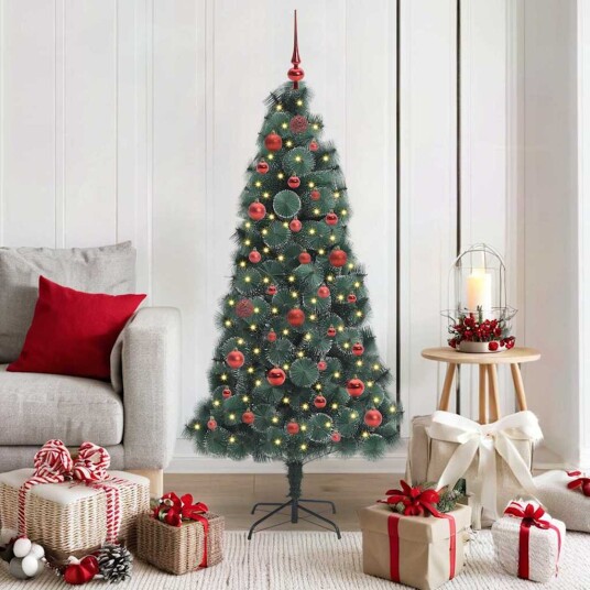 vidaXL Kunstig forlys Christmas Tree med kule sett grønn 150 cm PET