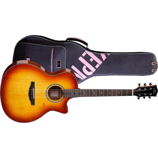 Kepma Guitars Solid Top F2s Cherry Burst Grand Auditorium Ak.Gitar