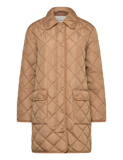 GANT Quilted Coat With Cord Trim Beige S GANT Quilted Coat With Cord Trim Beige S