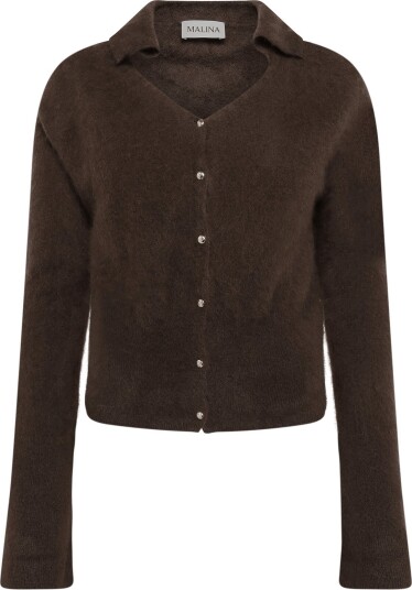 Malina Lilian Brushed Wool Knitted Cardigan Brown M