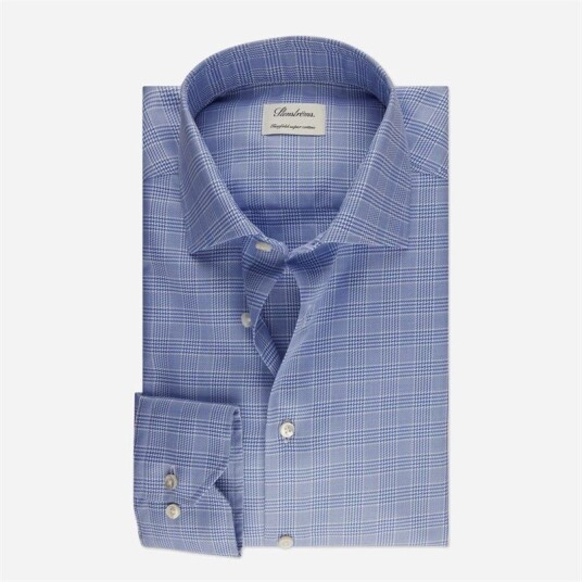 Stenströms Slimline Check Shirt - Blue Check 43