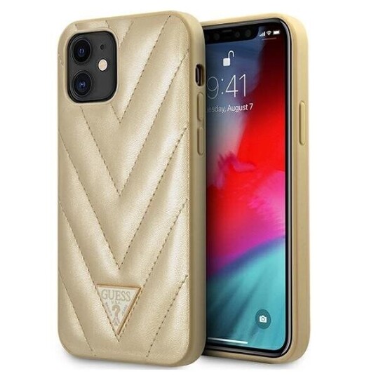 Guess Harddekselet V-Quilted til iPhone 12 Mini 5,4" Gull