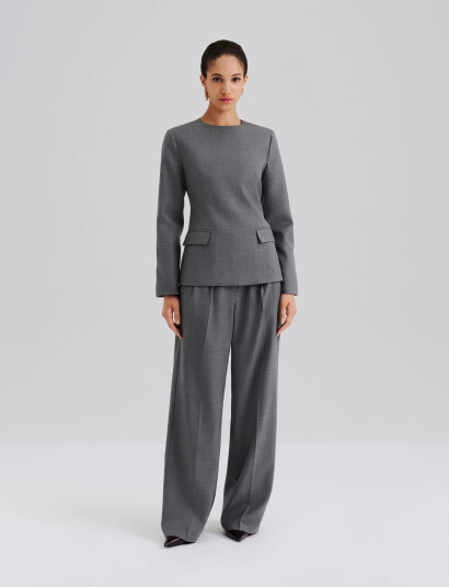 Malina Athina Tailored Long Sleeve Blouse - Grey - 44 Malina Athina Tailored Long Sleeve Blouse - Grey - 44