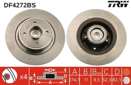 Bremseskive TRW DF4272BS