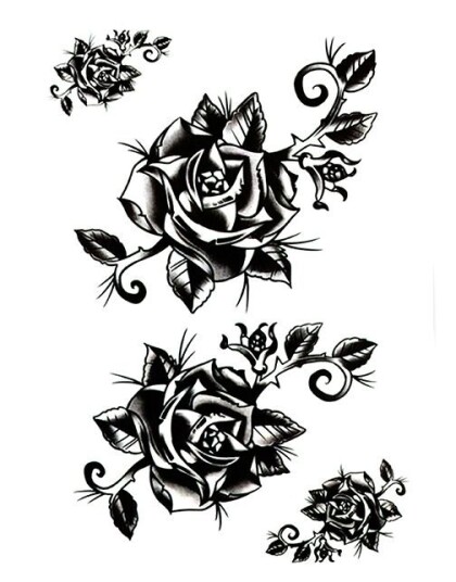 Dark Roses 4 stk Tatoveringer Fake Tattoo