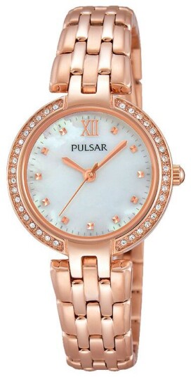 Pulsar Dameklokke PH8168X1 Dress Hvit/Rose gulltonet stål Ø28 mm