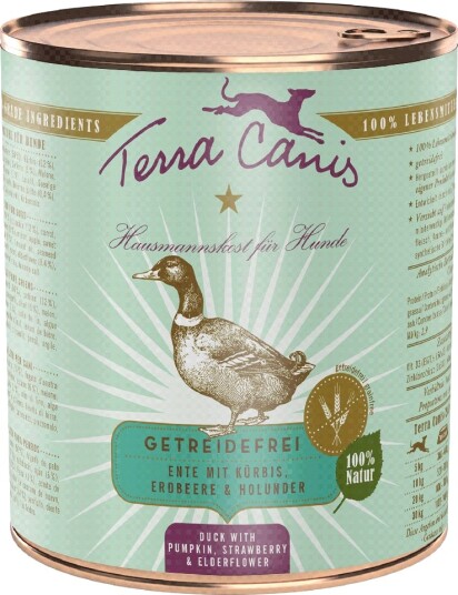 Terra Canis Våtfôr Kornfritt And Med Gresskar Jordbær Og Hylleblomst 12 X 800 G
