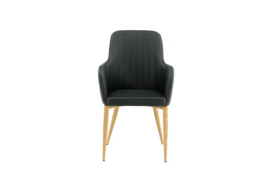 Comfort spisestuestoler PU kunstskinn svart, eik dekor.