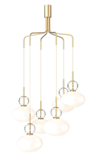 Nuura Rizzatto Cluster 6 Taklampe Sateng Messing/ Opal