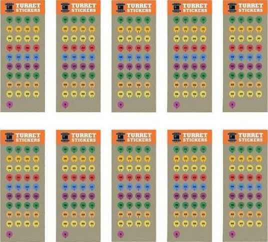 10 kikkertsikte-tårnklistremerker – kikkertsikte-dope-klistremerker for langdistanseskyting og jakt – Bruk med Dope Card, Raging/Range Card eller DOPE Book