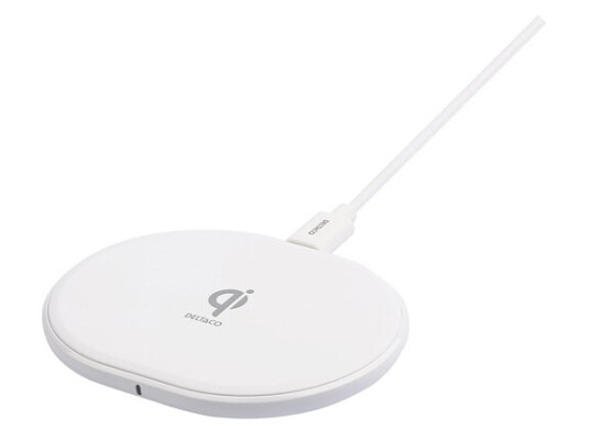 Deltaco 10W Qi Trådløs Lader med USB-C – Hvit