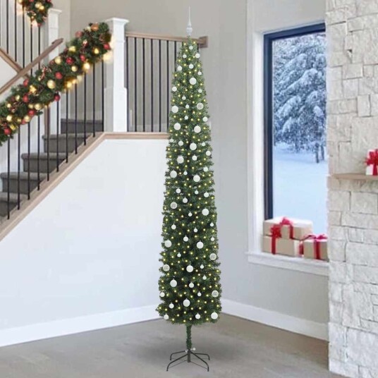  Kunstig juletre med 300 LED grønn 270 cm PVC og stål og plast