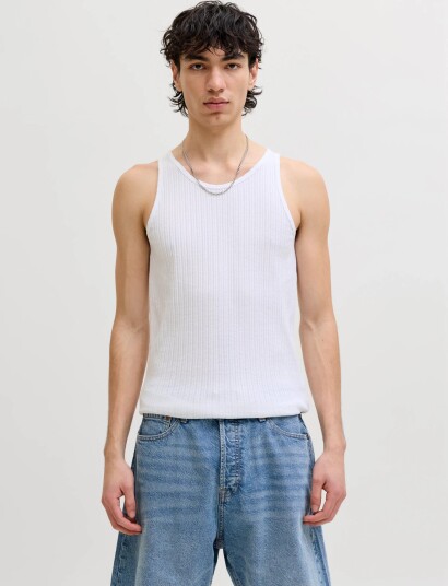Jack & Jones Jormaine Pointal Rib Tank Top White S