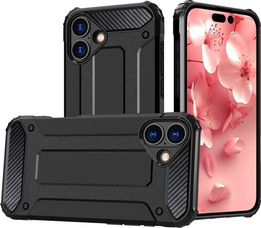 Hurtel Hybrid Armor iPhone 16 Plus-etui Svart