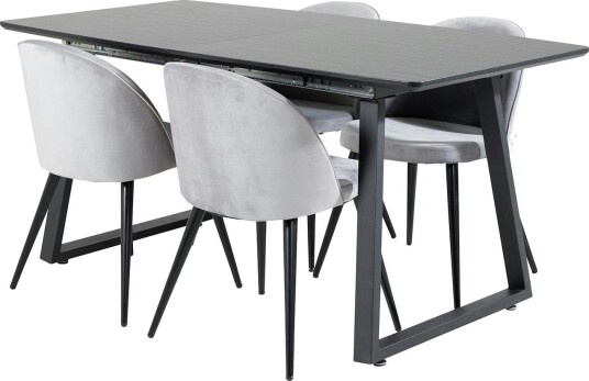 Venture Home Spisegruppe Venture Home Ina med 4 Valentina Stoler Fløyel GR20325