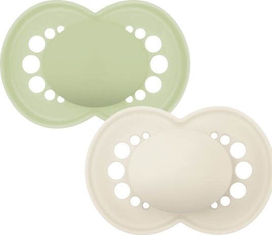 Mam Smokker Original 2-pack 6–16 Md. Lysegrønn/Krem MAM OneSize Smokk Hvit