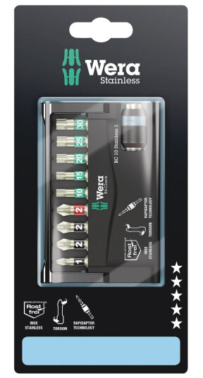 Wera 05073630001, 10 Stykker, Philips, Pozidriv, Torx, Ph 2, Pz 1, Pz 2, T10, T15, T20, T25, T30, Rustfritt Stål Wera 05073630001, 10 Stykker, Philips, Pozidriv, Torx, Ph 2, Pz 1, Pz 2, T10, T15, T20, T25, T30, Rustfritt Stål