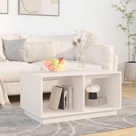 Salongbord hvit 80x50x40 cm heltre furu 8720845580780
