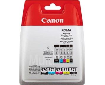 Canon PGI-570/CLI-571 PGBK/BK/C/M/Y Multi Pack - 5-pack - svart, gul, cyan, magenta - original - blister - blekkbeholder - for PIXMA TS5051, TS5053...