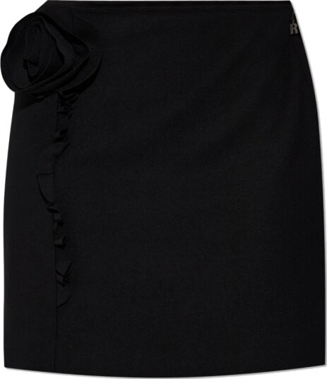 ROTATE Birger Christensen Crepe Mini Flower Skirt Black 38