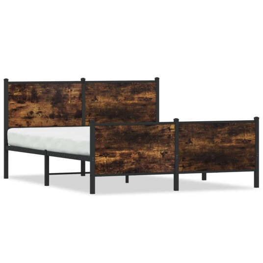 Sengeramme i metall uten madrass røkt eik 140x190 cm 3301351 Sengeramme i metall uten madrass røkt eik 140x190 cm 3301351