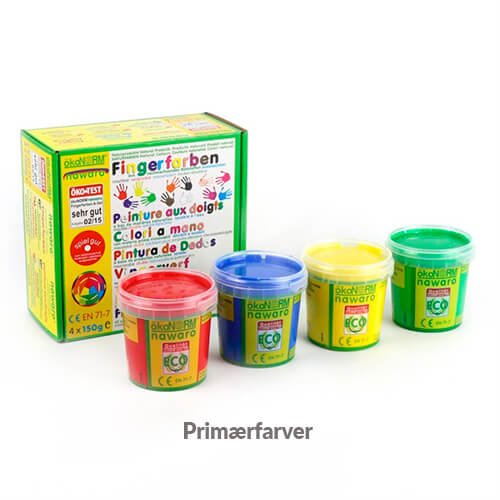 ökoNORM | Fingermaling - 4 x 150 gram Primærfarger
