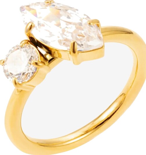 By Jolima Teardrop Double Ring GOLD One Size