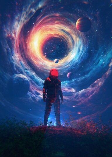 Plakat Astronaut og Kosmisk Virvel